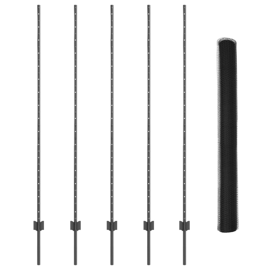 Posti per Recinzione  10 pz U-Channel Grigio 160 cm Acciaio