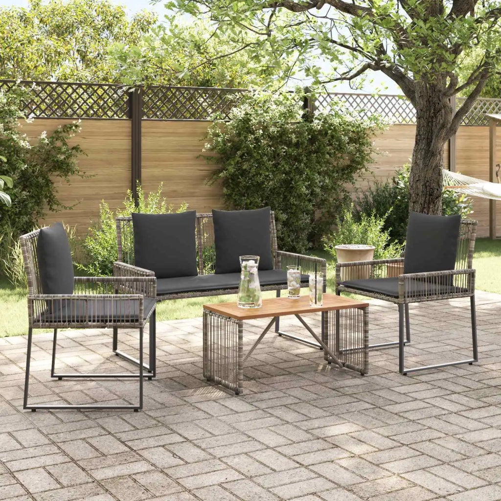 Set di Mobili da Esterno 9 pz | Set Salotto da Giardino Grigio e Grigio Scuro polyrattan
