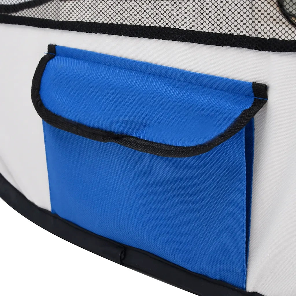 Box per Cani Pieghevole con Borsa Trasporto Blu 90x90x58 cm 171013