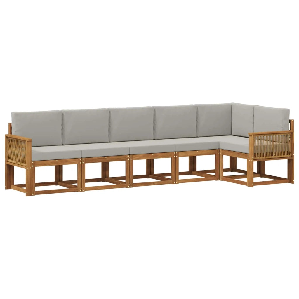 Set di divani da esterno 6 pz Naturale e Grigio Chiaro 3385257