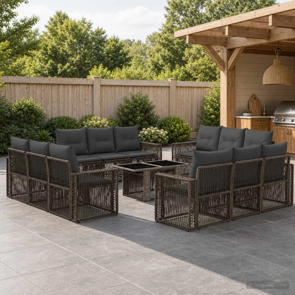 Set Divano da Giardino 13 pz Grigio e Grigio Scuro polyrattan 3436766