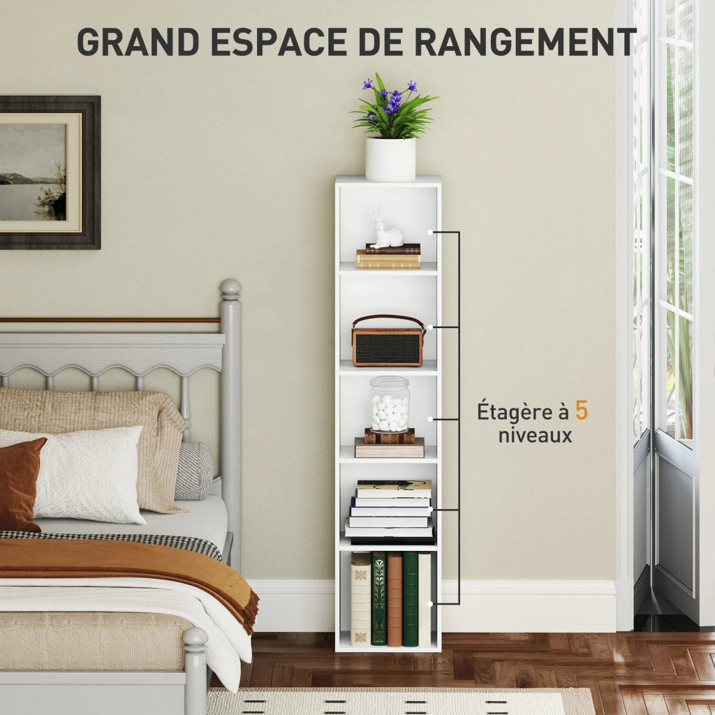 Libreria 5 Livelli Ripiani Regolabili ¨C Zephmum ¨C 30x24x133,5cm Bianco