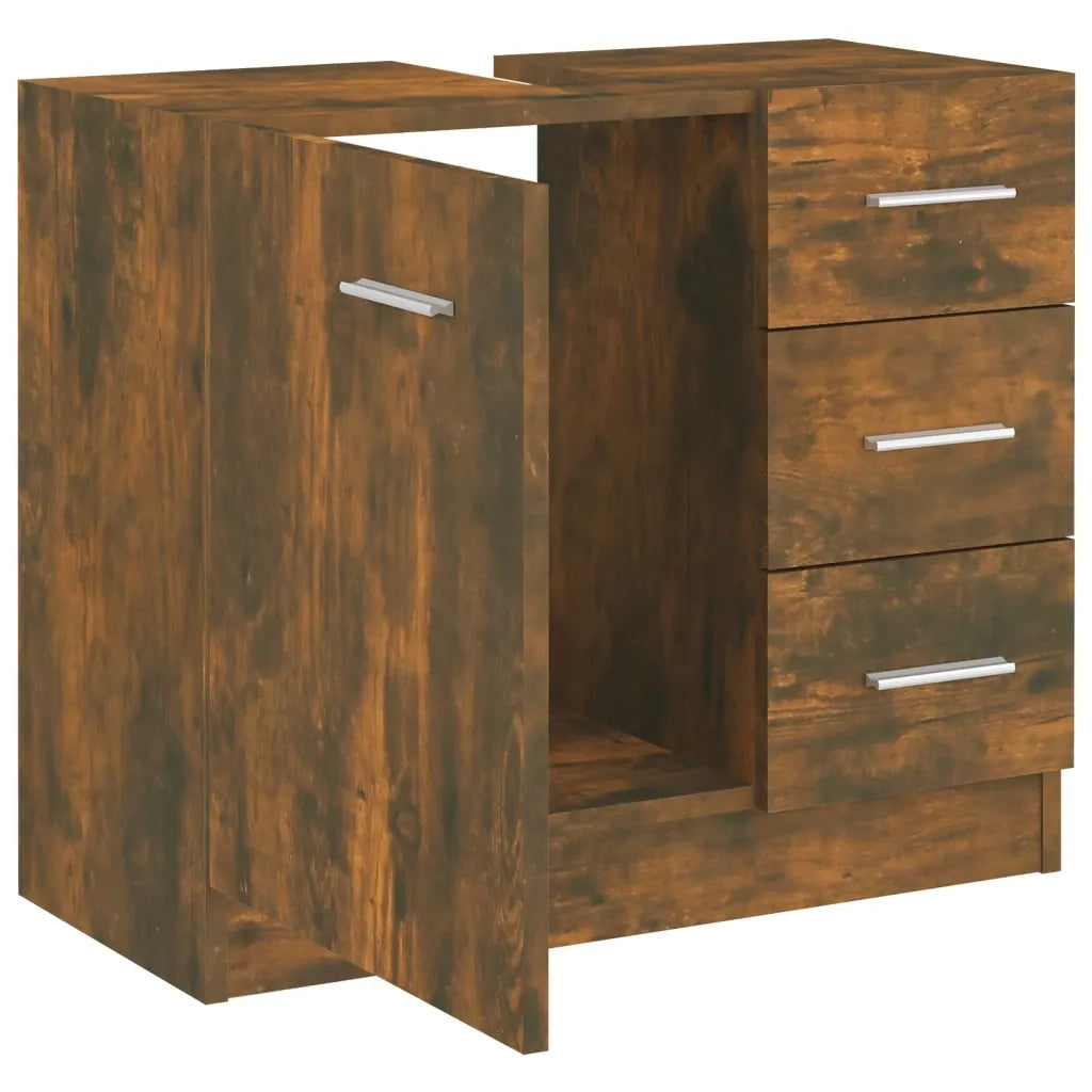 Mobile Lavabo Rovere Fumo 63x30x54 cm in Legno Multistrato 815630