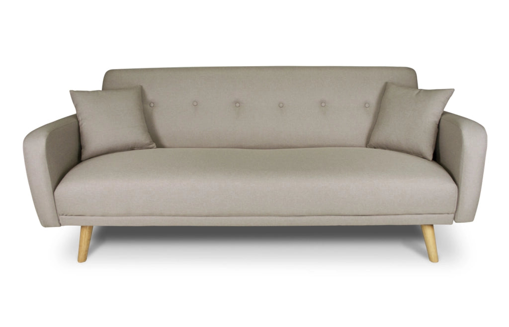 Divano letto clic clac in tessuto vellutato tortora, divano 3 posti - Henry - DL-HE03FBC