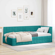 Cornice del letto ad angolo Turchese 90 cm x 200 cm Velluto