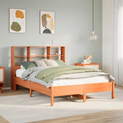 Letto Libreria senza Materasso-Struttura Letto con contenitore Marrone Cera 140x200 cm in Pino 663162