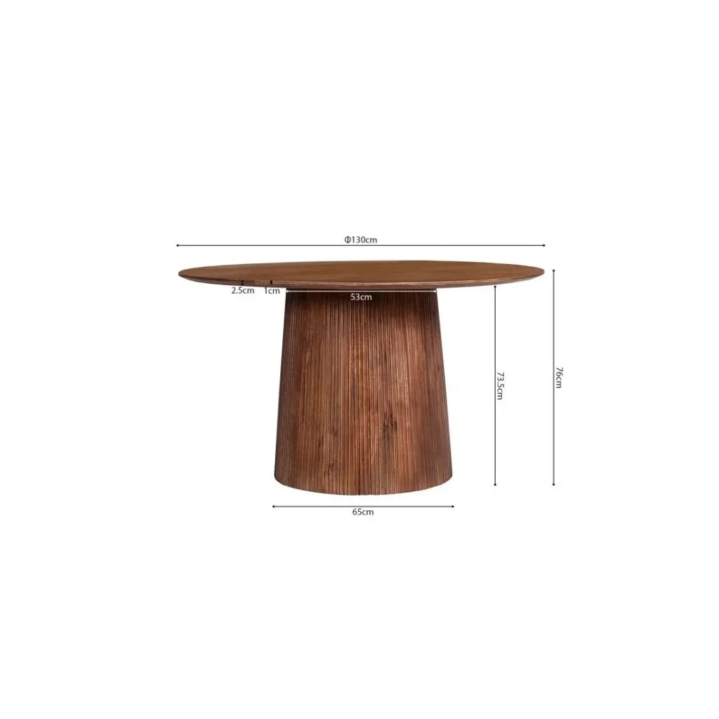Tavolo rotondo collezione RIMBAUD effetto legno marrone chiaro diametro 130 cm