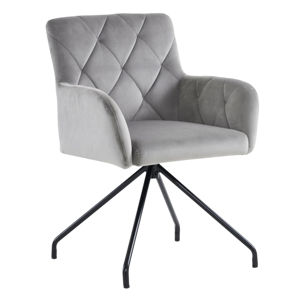 Set da 2 sedie da pranzo imbottite in velluto grigio chiaro con gambe in metallo