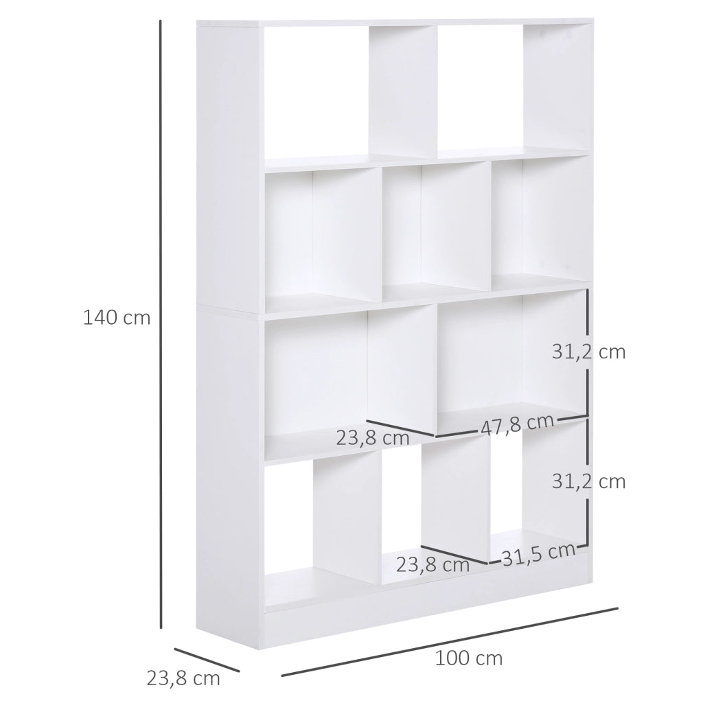 Libreria 4 Livelli 10 Scomparti ¨C zephmum ¨C Bianco 100x24x140