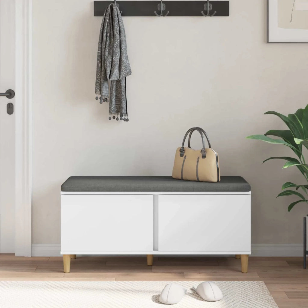 Panca per ingresso con cuscino Bianco 100 x 38 x 46 cm 891536