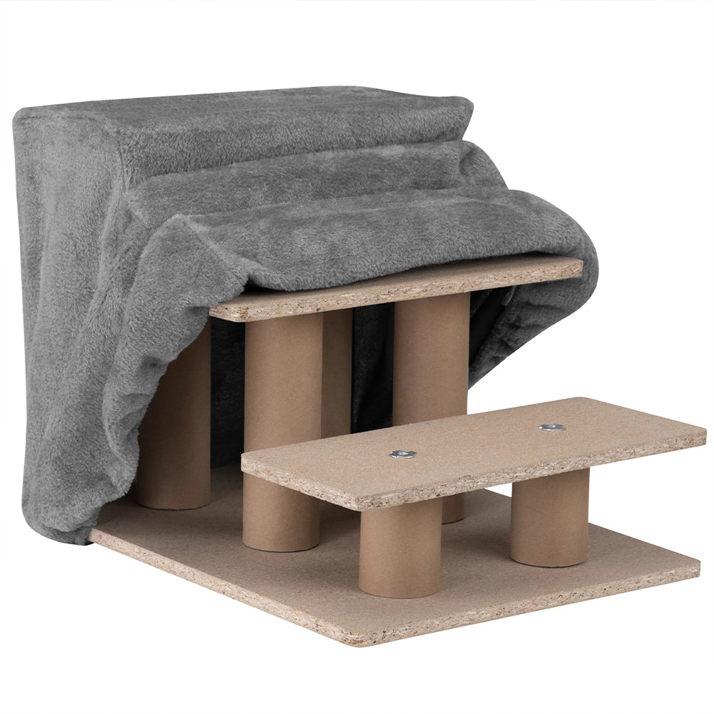 Scala per Animali Domestici Scalini per Gatti e Cani Rivestimento Peluche Grigio