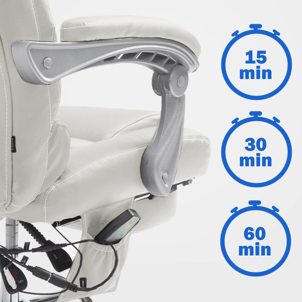 Sedia da ufficio Pacific con funzione massaggio in similpelle bianco