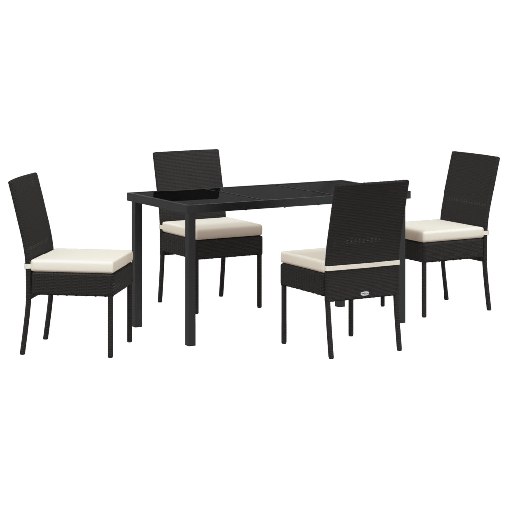 Set da pranzo da giardino 5 pezzi Nero Polyrattan
