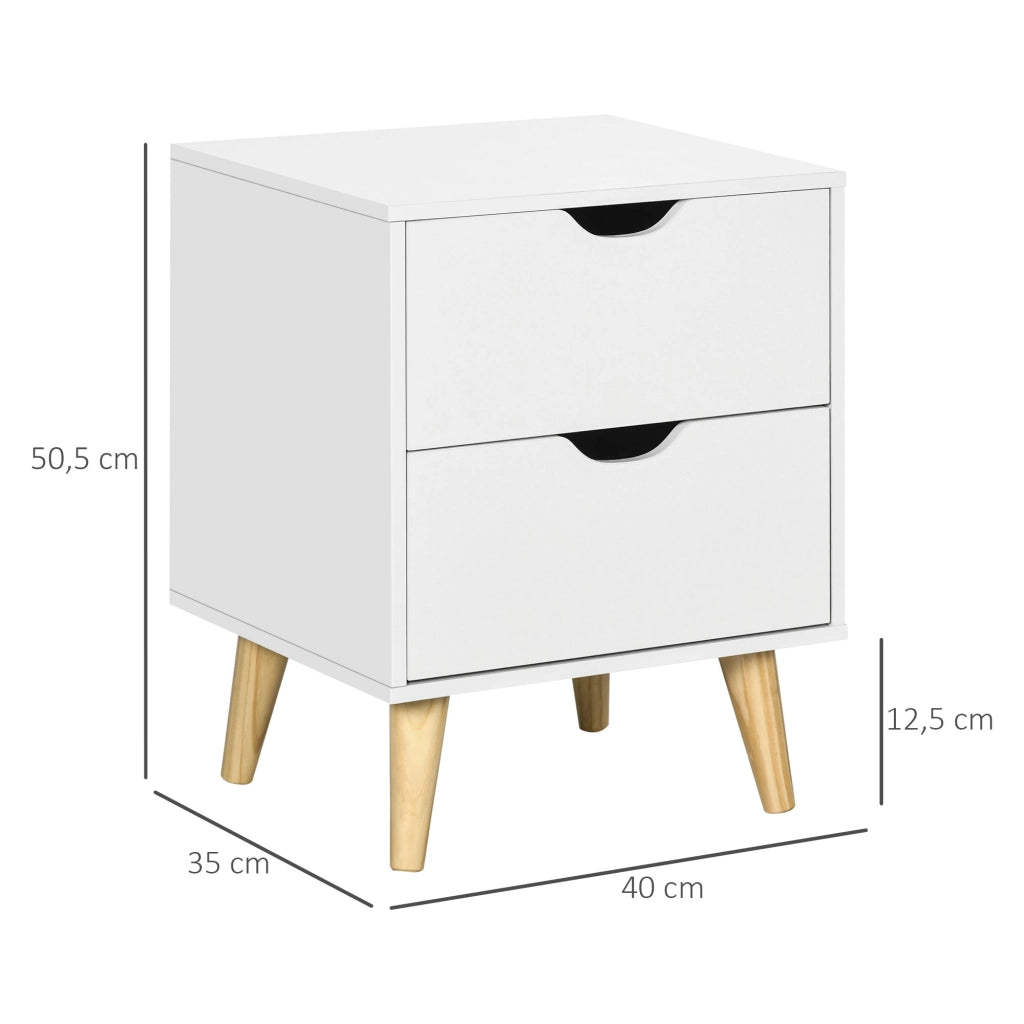 Comodino ¨C zephmum ¨C 2 cassetti, bianco, 40x35x50.5 cm