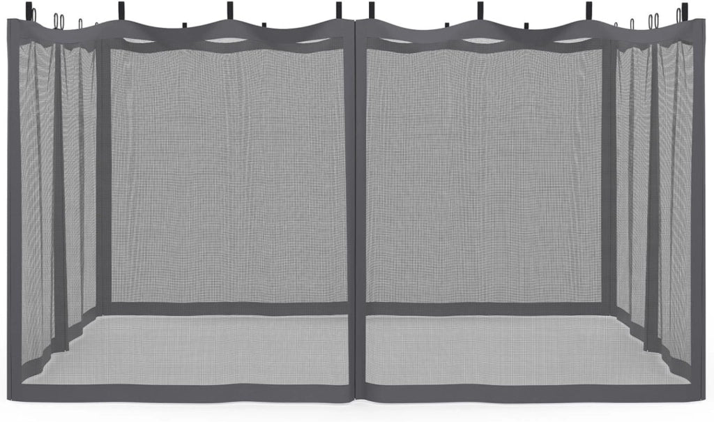 Set di 4 zanzariere per pergola bioclimatica 3x4 Grigio con Cerniera + Ganci