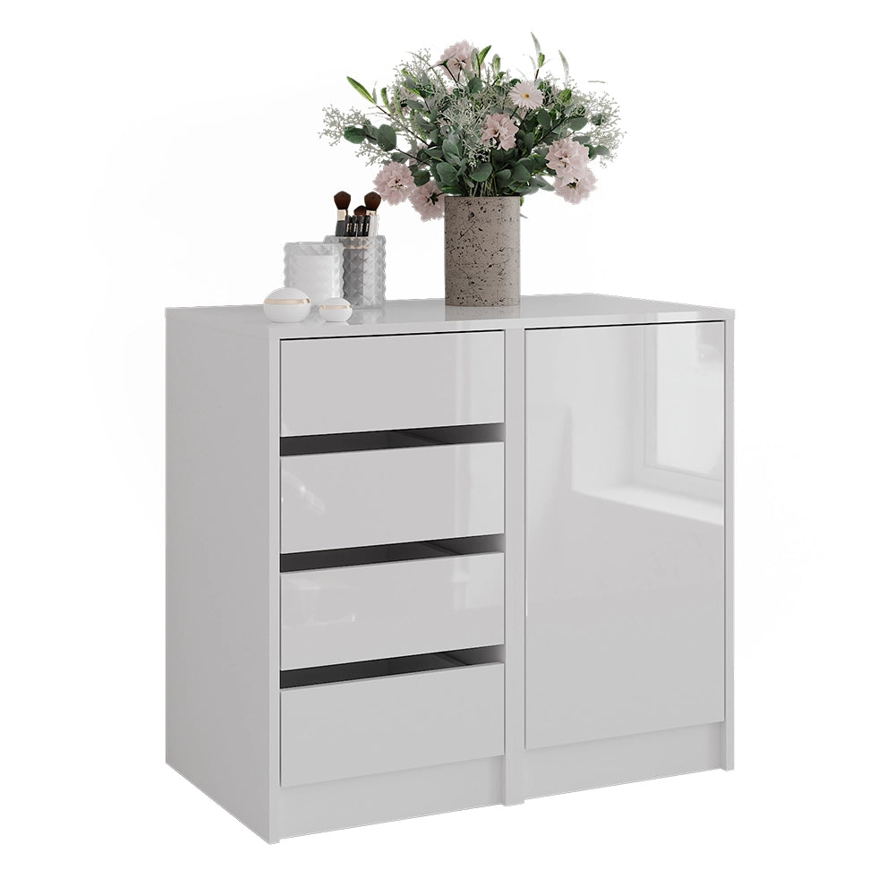 Vicco Cassettiera per camera da letto Bianco/bianco lucido 80.2 x 76 cm 2 parti