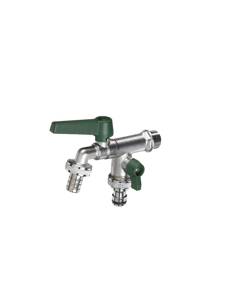 Rubinetto doppio con leve colorato in ottone Belfer diametro Ø27mm Colore: Verde