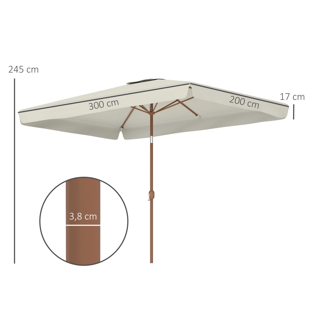 Ombrellone da giardino rettangolare pieghevole ¨C zephmum ¨C crema 200x300 cm alluminio