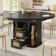 Tavolo da pranzo estensibile 118-158 cm con cassetti, nero