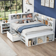 Letto per bambini con cassetti e scaffale - Xylo - 140x200cm, Bianco