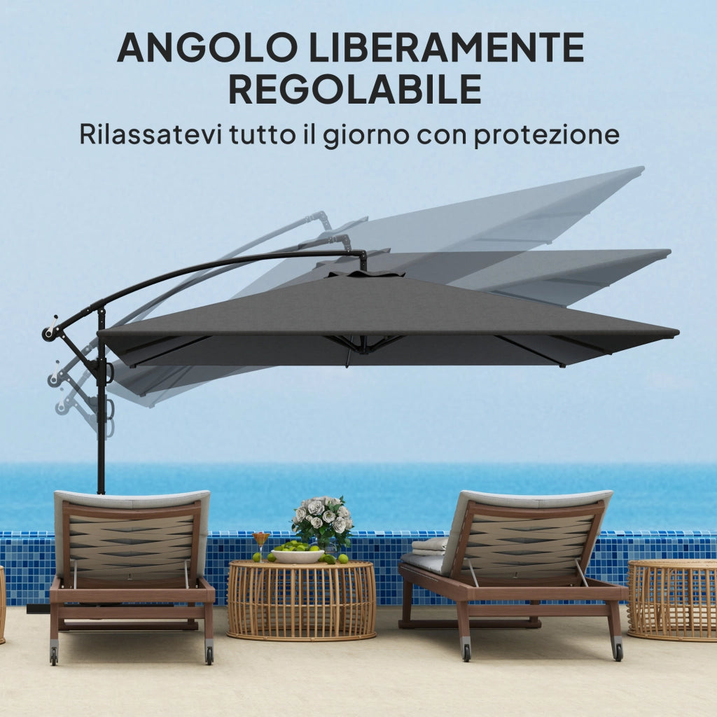 Ombrellone da Giardino Girevole e Inclinabile ¨C Zephmum ¨C Grigio 280x380 cm