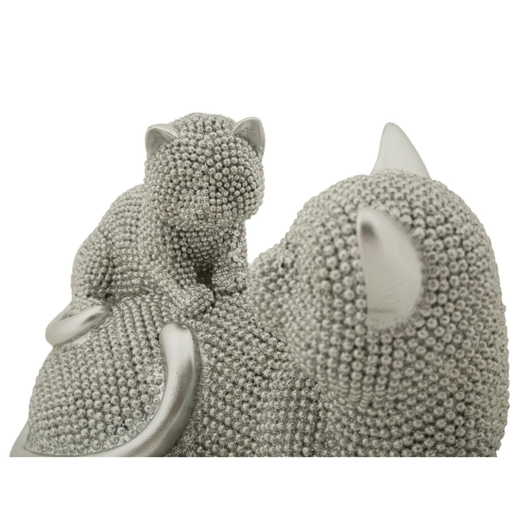 Scultura Gatti 2, Argento, Poliresina, 19x9x13 cm