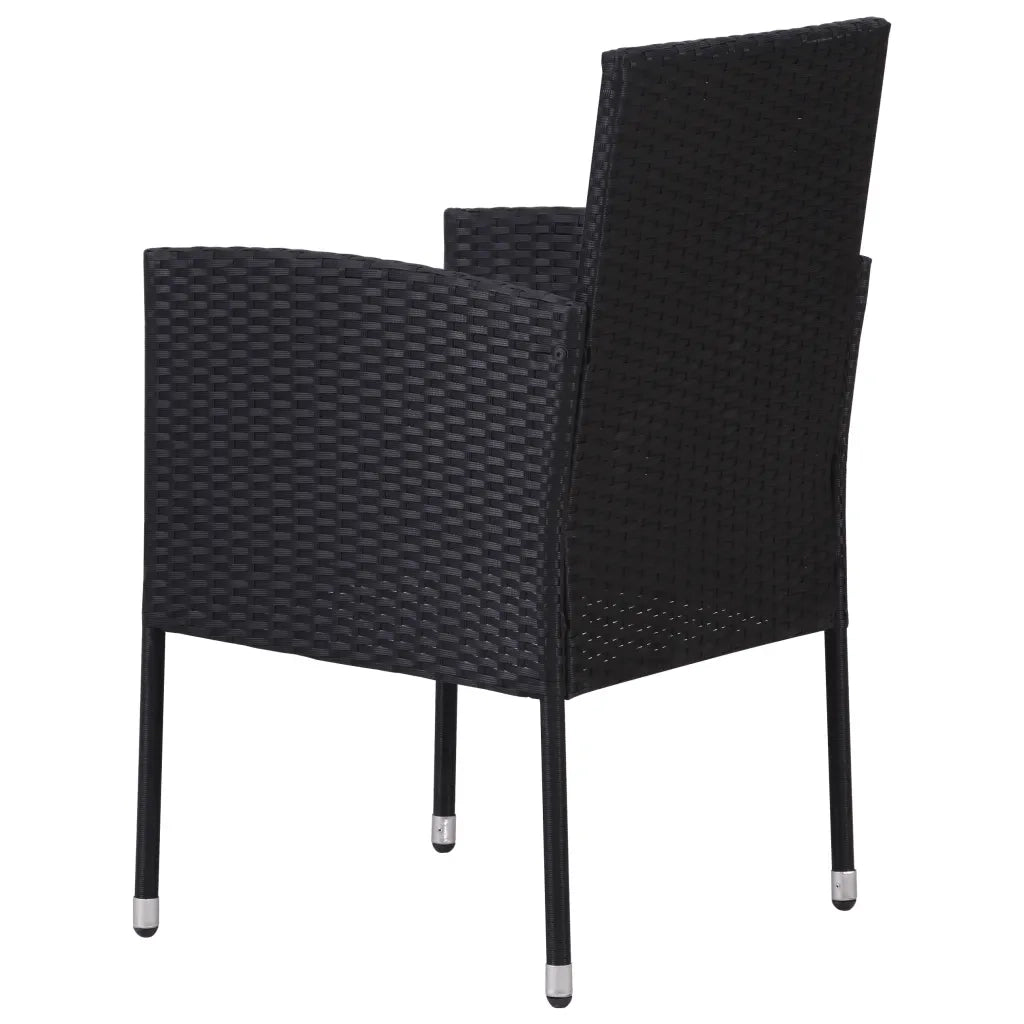Sedie da Giardino con Cuscini Bianco Crema 4pz Nere Polyrattan 318707