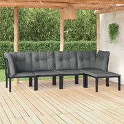 Set Salotto da Giardino 5 pz Nero e Grigio in Polyrattancod mxl 76720