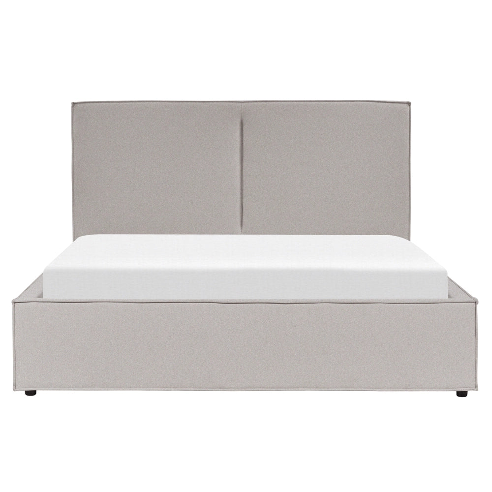 Letto king size 160 x 200 cm Grigio chiaro Rivestimento in tessuto Ottomana di contenitore Telaio a doghe Camera da letto moderna contemporanea