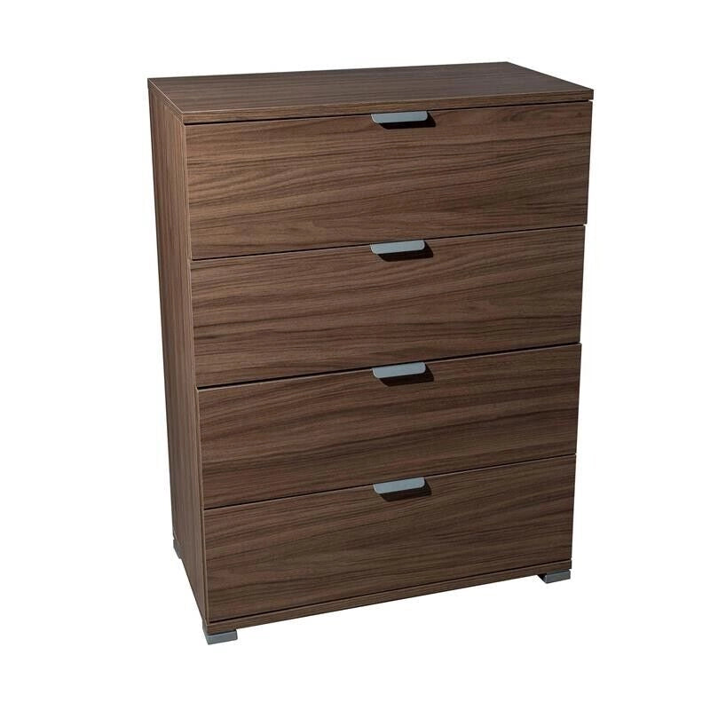 CASSETTIERA BASIC CON 4 CASSETTI IN LEGNO DI NOCE MARRONE 60 X 38 X H 85 CM