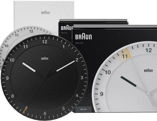 Orologio da Parete Classico a Batterie con Quadrante di Orologio Analogo e Quartz, Facile da Leggere, 30 cm di Diametro in Nero e Bianco, Modello BC17B, BC17W (2 pezzi)