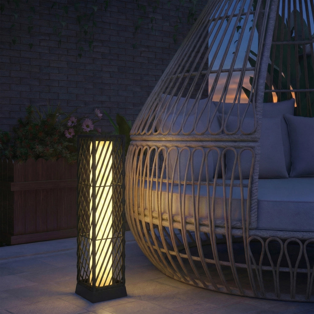 Lanterna da Giardino Solare LED ¨C zephmum ¨C Ratan Nero Impermeabile IP44