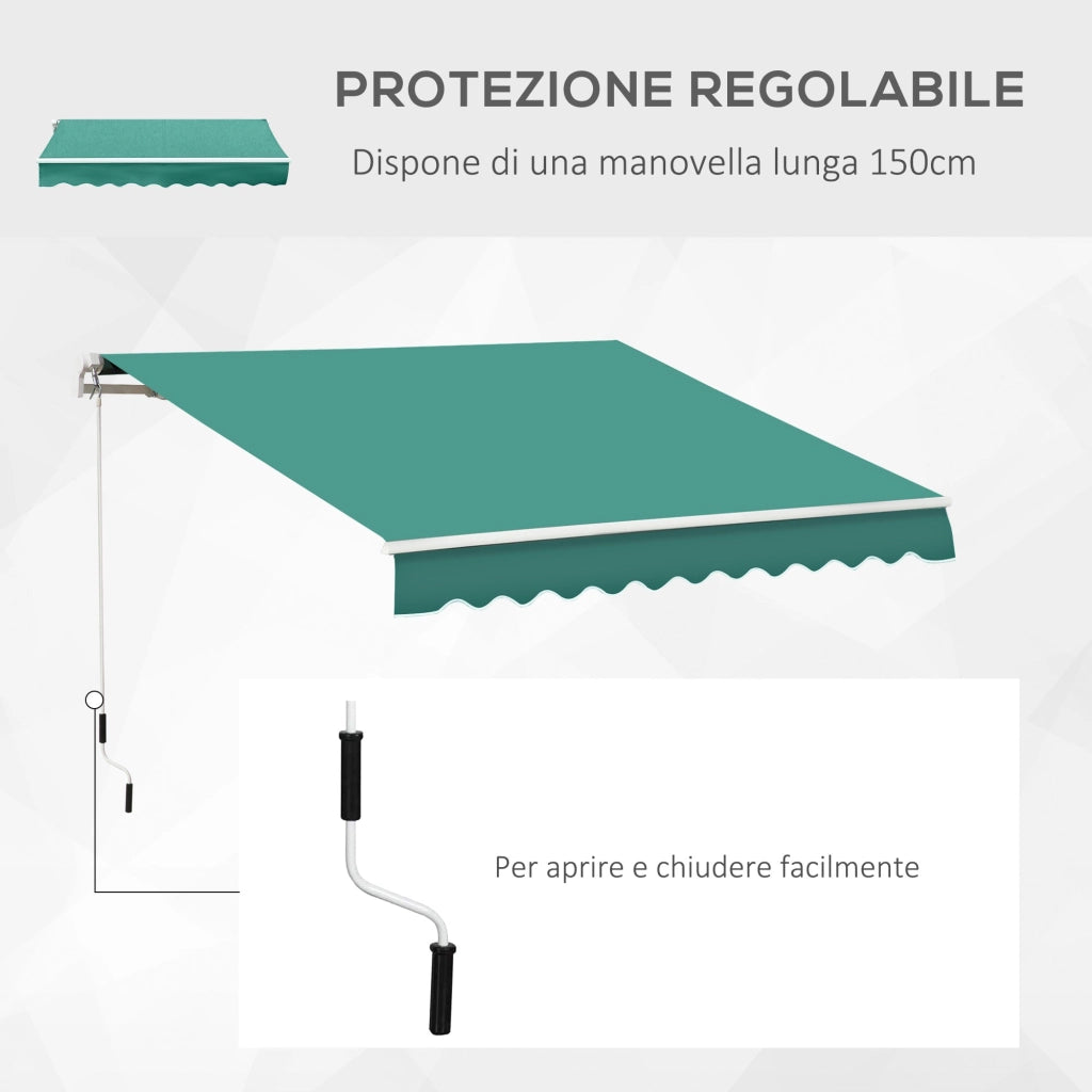 Tenda da Sole Avvolgibile a Parete 3x2.5m Verde Scuro