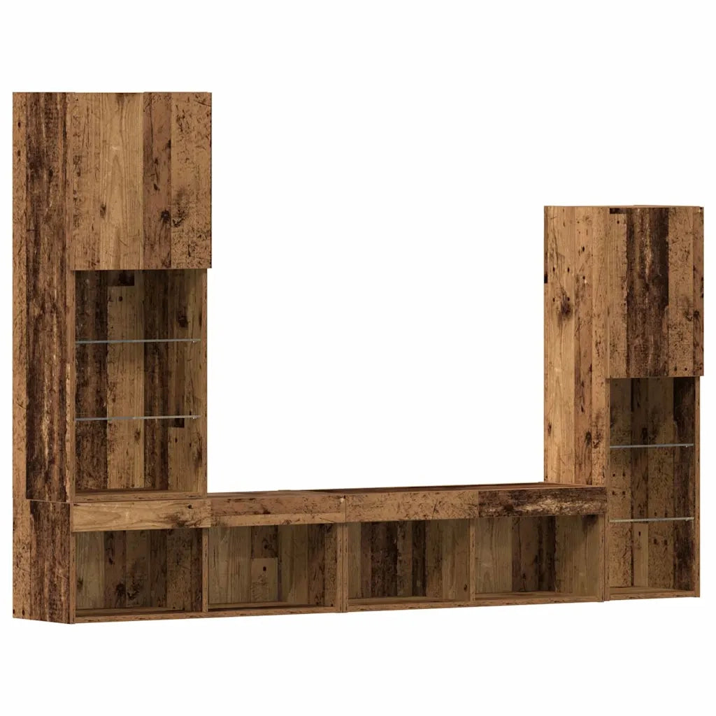 Mobile TV 4 pz-Mobile per TV-Credenza TV Legno vecchio Legno multistrato 904380