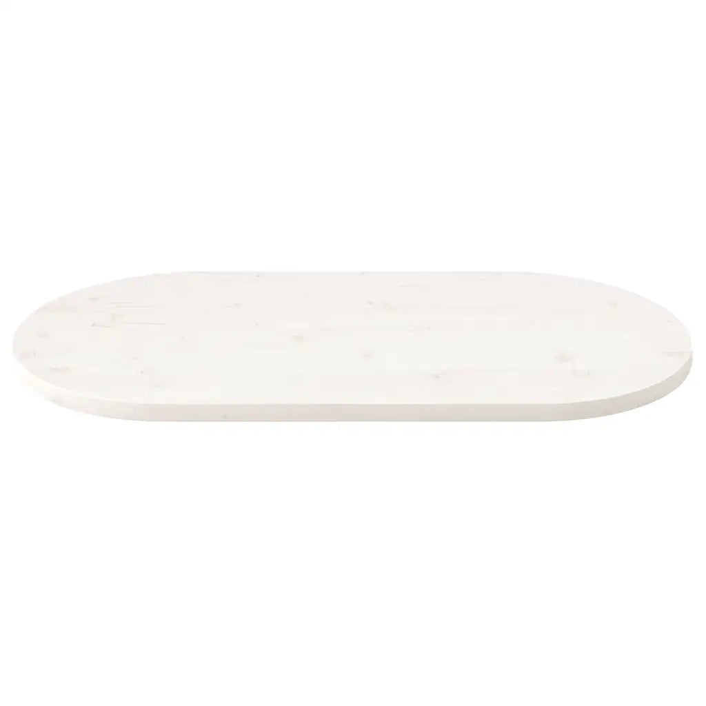 Piano Tavolo Bianco 110x55x2,5 cm Legno Massello di Pino Ovale 824366