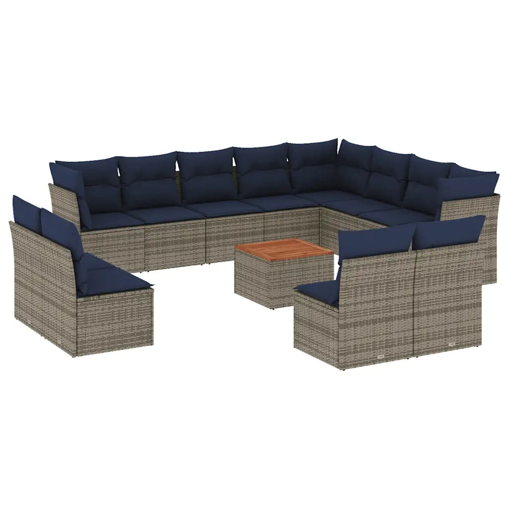 Set Divani da Giardino 13 pz con Cuscini Grigio in Polyrattan 3256264