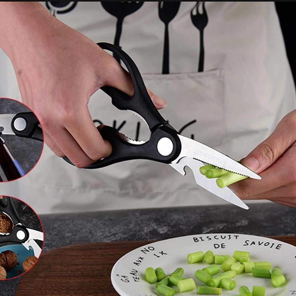 Trade Shop - Set Di Coltelli Da Cucina In Acciaio 6pz Manico In Silicone Con Motivo Ondulato Nero -