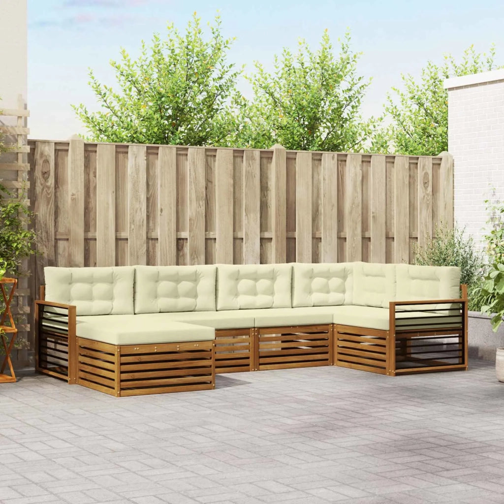 Set di divani da esterno con cuscino 6 pcs Naturale e Crema 3373750