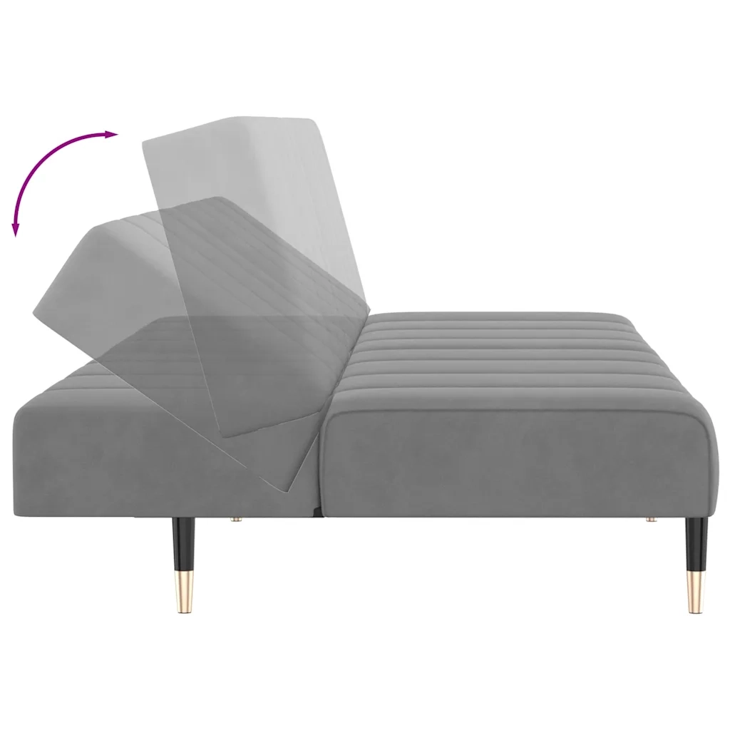 Divano Letto a 2 Posti Grigio Chiaro in Velluto 375874