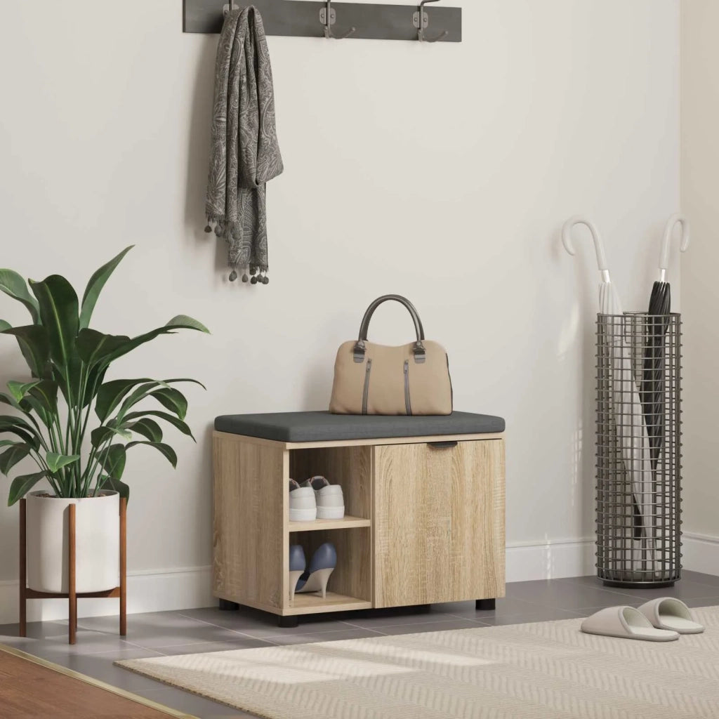 Panca per ingresso con cuscino-Sgabello-Panca da Corridoio Rovere Sonoma 60 x 38 x 46 cm 563630