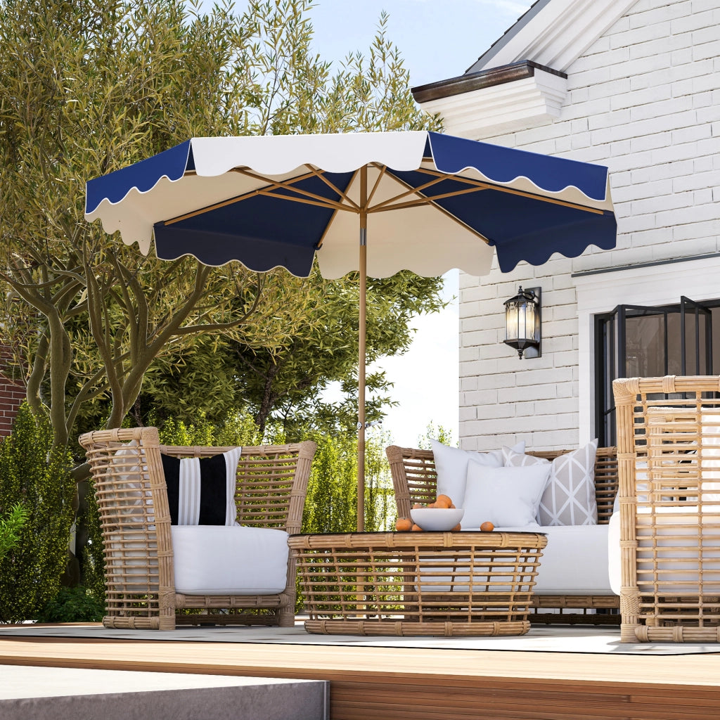 Ombrellone da giardino con protezione UV 50+ e tenda regolabile ¨C zephmum ¨C ?2,67x2,38 m, righe blu e bianco