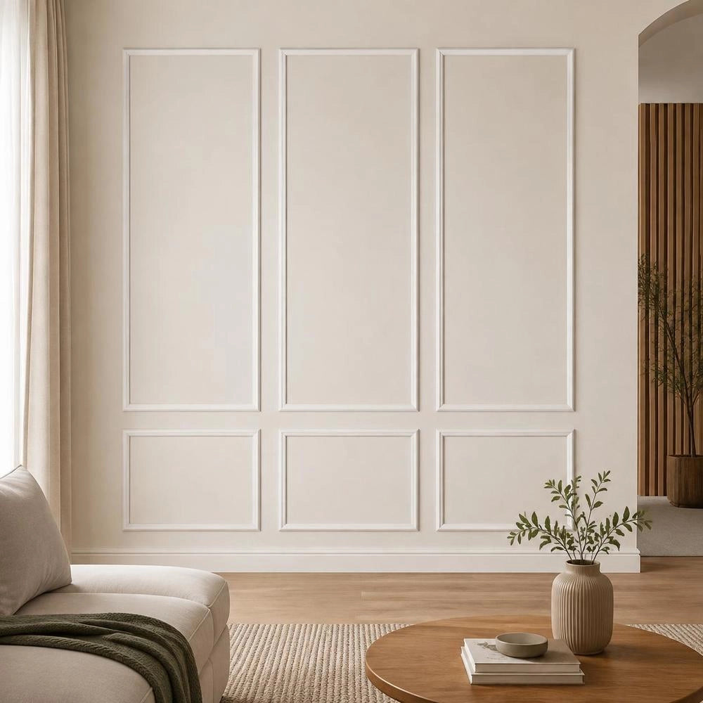 Wall Molding 3 Pack, Wainscoting Panels Kit, Lightweight Paintable Polystyrene, Easy To Install, Waterproof Accent Wide Profile Trim For Interior Living Room, Bedroom,White (24x54 + 24x24 In)