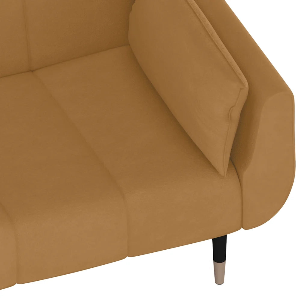 Divano Letto a 2 Posti con 2 Cuscini Marrone in Velluto cod mxl 15390