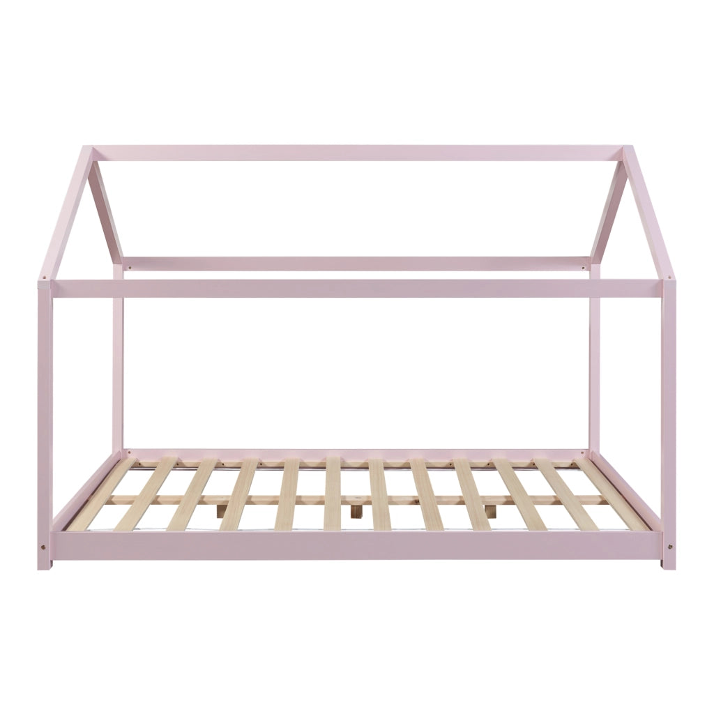 Letto per Cameretta Cerro a Forma di Casetta con Materasso 120 x 200 cm Rosa [en.casa]