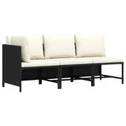 Set Divani da Giardino 3 pz con Cuscini in Polyrattan Nero cod mxl 70675