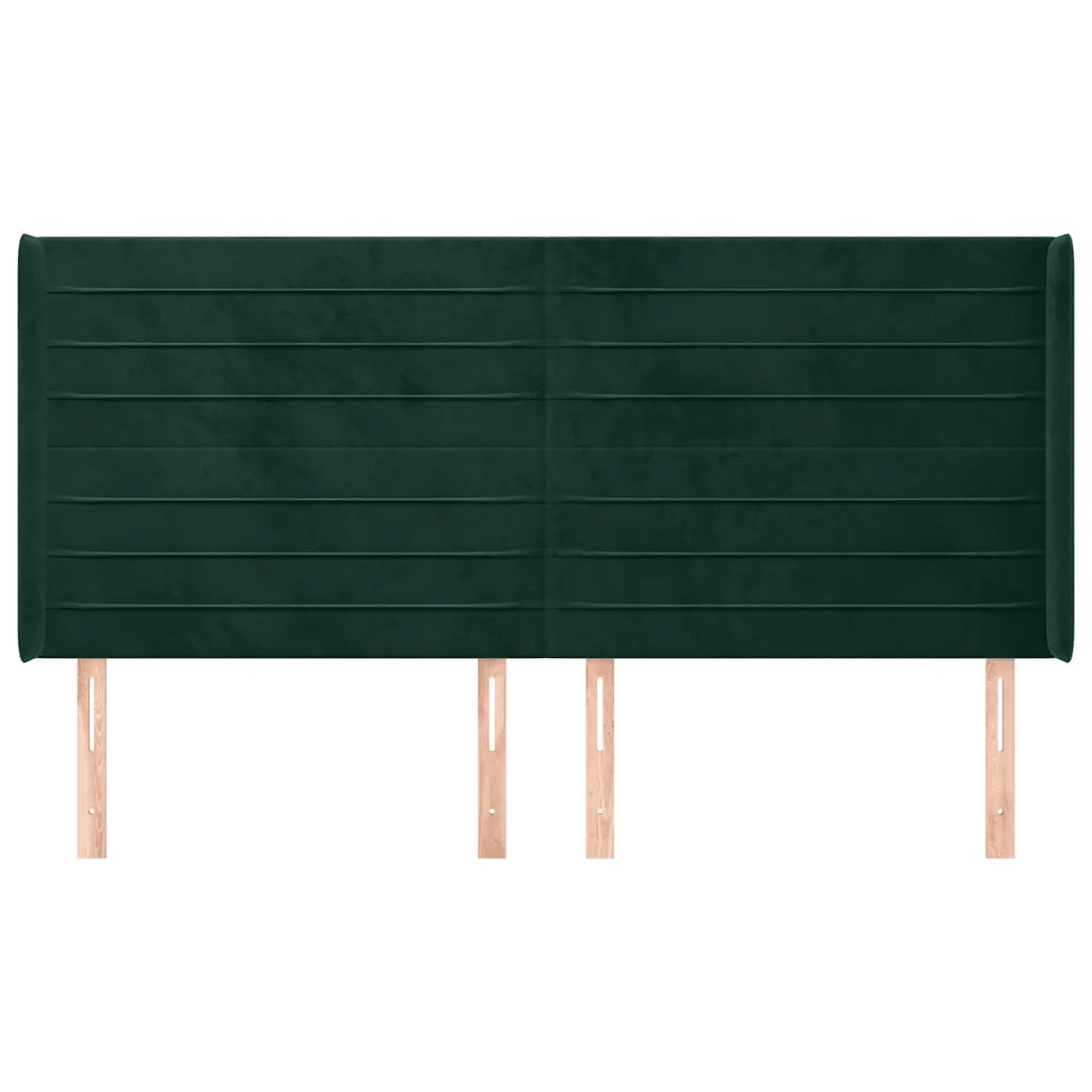 Testiera | Testata ad Orecchio Verde Scuro 203x16x118/128 cm in Velluto