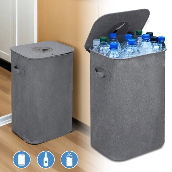 Contenitore per bottiglie 100L raccoglitore di bottiglie e bicchieri vuoti e vecchi contenitore di stoccaggio grigio