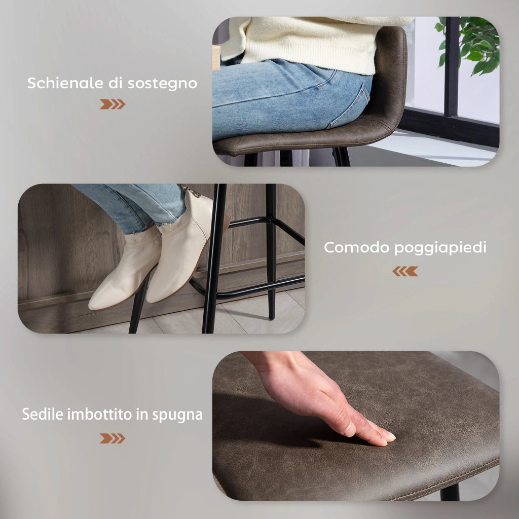 Sgabello Bar con Schienale ¨C Zephmum ¨C Marrone Scuro