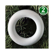Trade Shop - 2 Anelli Cerchi Polistirolo 19cm Bianchi Decorazioni Natalizie Addobbi Natale -