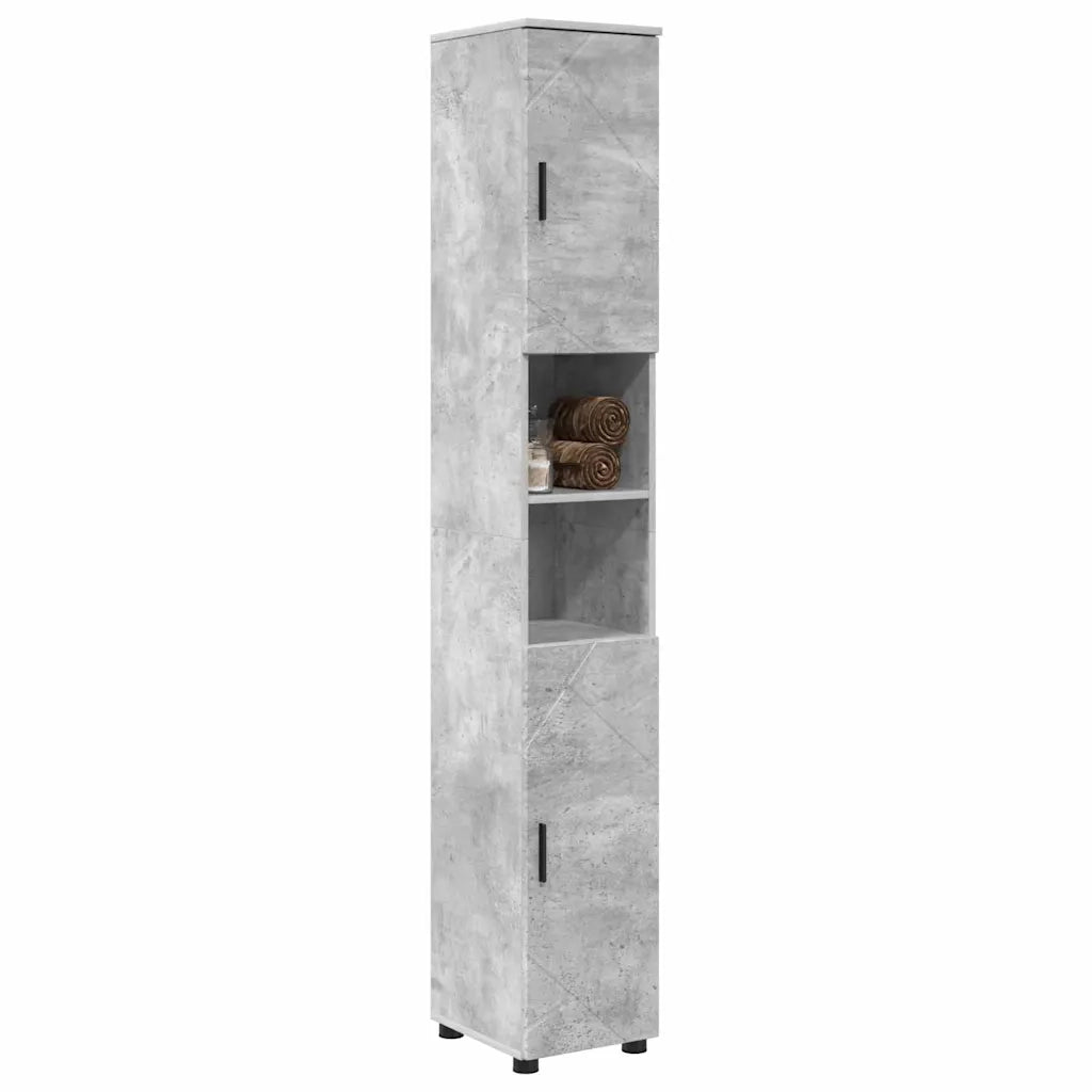 Mobile da Bagno con porta Grigio cemento 30 x 35 x 192 cm 883337